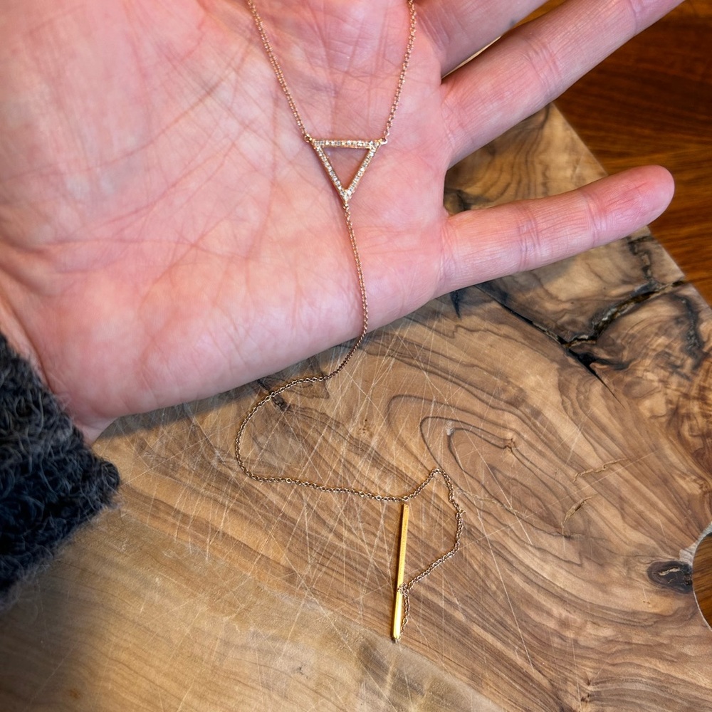 14k Rose Gold Pave Diamond Lariat Necklace
